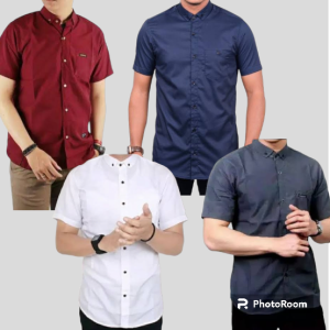 PROMO paket hemat kemeja polos pria terbaru 2024 lengan pendek isi 4 pcs