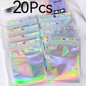 20pcs Laser card bag dense bag jewelry packaging bag food storage bag (Size 10×15cm)