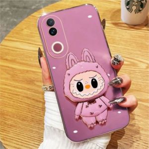 Casing Vivo V50 5G Case Labubu Mirror Stand Premium Silicon Plating