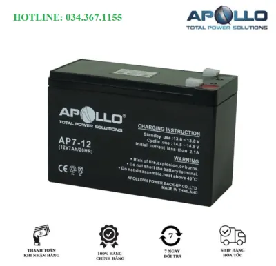 Bộ Bình Ắc Quy Điện Tối 12V7Ah AP7-12 Kín Khí Lưu Điện Không Cần Bảo Dưỡng Cho Moto