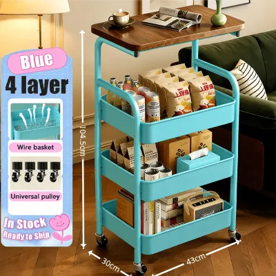 Multifunctional Mobile Storage Cart Bedside Table Side Table and Shelf Unit for Organizing Cosmetics Snacks Toys and Potted Plants