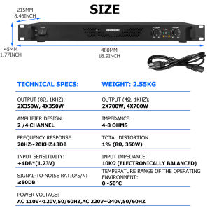 Power Amplifier 2 Channel Pre-overheat Soft Protection Class D 350 Watts X2 X4 With Stereo Each Channel Drive A Loudspeaker 15 Inches Or Smaller