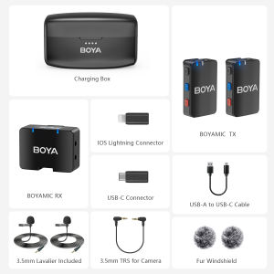 Boya boyamic mic-rô không dây Chuyên nghiệp Lavalier ve áo Microphone cho vlogging ghi âm trực tuyến máy ảnh Android iPhone iPad Youtube tiktok