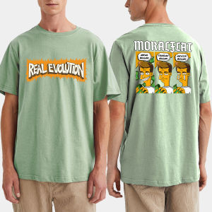 Kaos-Tshirt Moralflat-Real Evolution-Simson-Sage Green-24s