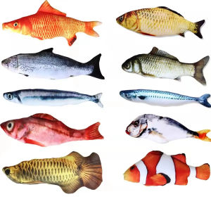 20cm Cat Favor Fish Toy Fish Plush Stuffed Pillow Simulation Fish Cat Toy Pet Cat Training Interactive Chew Toy Pet Supplies