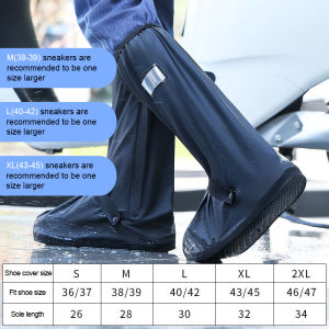 Rain Boots Waterproof Shoe Cover For Women Men  Anti -Slip And Wear -Resistant Zipper Shoe Cover Motorcycle High Cut