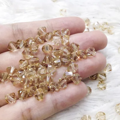 Hạt đá pha lê hình thoi cao cấp sáng lấp lánh hạt nón 6mm xỏ vòng tay trang sức sang trọng [1 GÓI GỒM 10 HẠT 6MM]