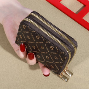 Womens Double Layer Card Bag Printed Short Wallet Womens Clutch Bag Card Bag Short Printed Wallet