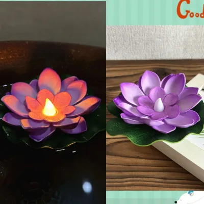 J2UQR3 Diwali Lights LED Electronic Candle Floating Water Lotus Lamp Floating Induction Waterproof Lotus Wishing Lamp Night Light Lotus Artificial Lotus Lamp Outdoor