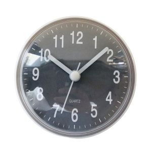 MIKE DUNBAR Mini Sucker Wall Clock Anti-Fog Plastic Quartz Table Clock Battery Powered Waterproof Wall Watch Bathroom