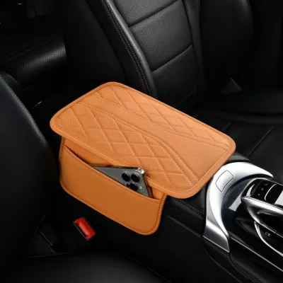 (Local Stock) 4IN 1 Car Armrest Storage Car Center Console Organizer With Cup Holder Tissue Universal PU Leather Armrest Pad For Car SUVs Trucks