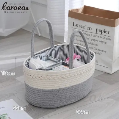 Foldable Mommy Diaper Caddy Baby Bag Storage Bag Organizer Cotton Rope Woven Removable Dividers