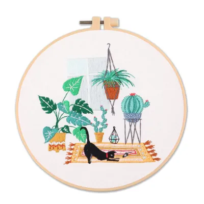 Kitten Embroidery Kit Needlework for Beginner Cross Stitch DIY Starter Kit Set