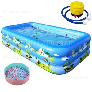 Kolam Renang Anak dan Bayi jumbo Tiup Karet Besar Bahan Menebal Family Inflatable Swimming Pool Luar Ruangan 305cm/260cm/200cm kolam renang anak jumbo petak karet bahan tebal 2.1M kolamrenang anak besar murah Inflatable Swimming pool Kolsm Renang Pompa