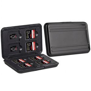 MINIFELE 262 Black Silver Memory Card Case Dual Layer 16 Slot SD Cards Storage Box Portable Travel Use Portable TF Card Case Data Storage