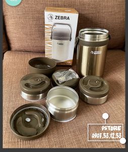 [Cam Kết Chính Hãng] Camen - Hộp Cơm Giữ Nhiệt Inox Sus 304 Zebra Vacuum Food Jar 1.8 Lít Thái Lan