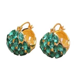 Stylish Zirconia Inlaid Basket Hoops Earrings Geometric Circular Drop Ear Rings Fashionable Weeding Accessories