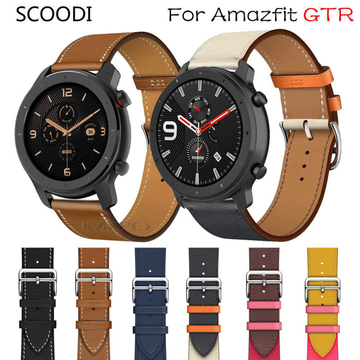 แฟชั่นใหม่หนังแท้นาฬิกาวงสายสำหรับXiaomi Huami Amazfit GTR 47