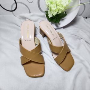 Sandal Wanita Kekinian Mules-Heels 5cm Termurah/Slip on/Silang26