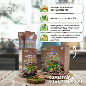 MOMSY ALMOND MIX RASA COKELAT 6 sachet Susu Pelancar ASI Daun Katuk Daun Kelor Almond Kedelai Rendah Gula BPOM & HALAL