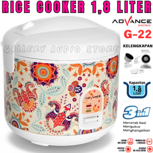 Promo Mejikom 18 Liter Murah Rice Cooker Motif Flora Advance G-22 100% ANTI LENGKET Daya 40WATT Menghangatkan / 380WATT Memasak | Mejik 3in1 Menanak Menghangatkan Dan Mengukus | Gallery Audio