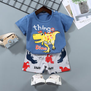 【C115】Boy & Girl Short sleeves cotton T-shirt & short Pants suit set Cartoon Kids Baby Fashion Casual Wear children clothing kids fashion 童装