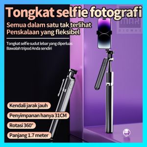 DJDMax Tripod Model Baru Dengan Bawaan Lampu Isi Langsung Tongkat Selfie Tripod Remote Control Bluetooth Multifungsi Anti-Guncang Pengambilan Foto Portabel Universal Dudukan Ponsel Berputar 360 Derajat Siaran Langsung Di Luar Ruangan