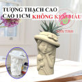 Tượng tô màu, Cô gái cầm kẹo mút C107 tô tượng thạch cao (Không kèm màu), trồng sen đá xương rồng. 