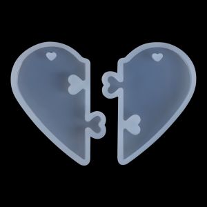Cetakan Resin Puzzle Heart Puzzle Love Cetakan Gantungan Kunci Couple Bentuk Hati Bandul Anting Liontin Kalung Bahan Karet Silicone Lentur Elastis Cetakan Silikon Murah Anti Lengket