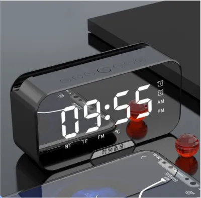 BEST Bluetooth Speaker Wireless Bluetooth Music Player Mirror Screen Digital Alarm Clock Multifunction LED Table Clock 3D Surround Portable Mini Bass Stereo Subwoofer 蓝牙音箱