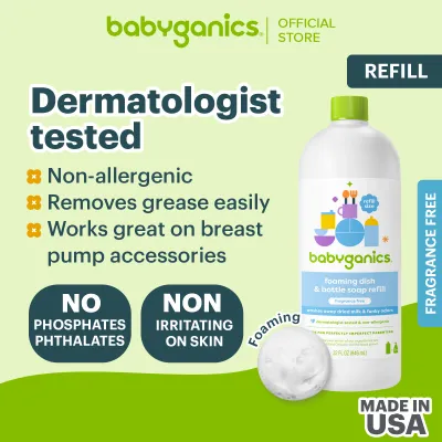 Babyganics Foaming Dish & Bottle Soap Refill - Fragrance Free 946ml