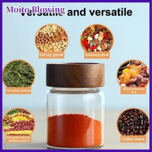 Moito Coffee Beans Storage Container Glass Tube With Wood Tool Bottled Tubes Grain Storage Wooden Sealed Canisters Barista Tool Gift