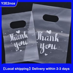 【Local shipping】 100Pcs Mini Thank you Plastic Gift Bags Wedding Candy Bags Shopping Carrier Bags