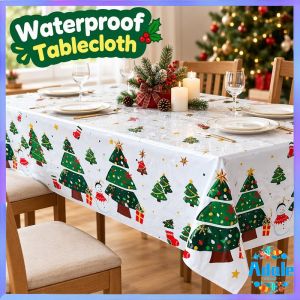 Adale Christmas Themed Reusable Decorative Table Cloth Dust Proof Rectangle Xmas Table Cover Waterproof Kitchen Decoration