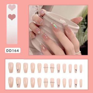 ผลิตภัณฑ์ใหม่ทำเล็บ DD164 เล็บปลอม ขายดีที่สุดในไทย เล็บปลอม ประดับเพชร ลายดอกไม้ และผีเสื้อ(24 ชิ้นต่อกล่อง)