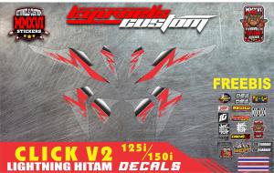 HONDA CLICK V2 125i/150i HITAM LIGHTNING DECALS