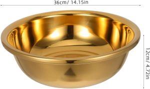 SHOWERORO Thick Stainless Steel Large Mixing Bowl with Flat Bottom Golden Eggs Mixes Noodles Multi Functional Wash Rice Fruit Vegetables Anti Slip Design for Kitchen Use