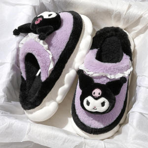 Kawaii Sanrio Home Slippers Kuromi Plush Cotton Women Home Shoes Cinnamoroll Non-Slip Shoes Foot Feel Comfortable Friend Gifts