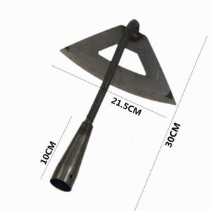 Durable Steel Hardened Hollow Hoe Multifunctional Triangular Arc Hand-Hold Gardening Shovel Weeding Rake Digging Hoe Planting Vegetables Farm Weeding Rake
