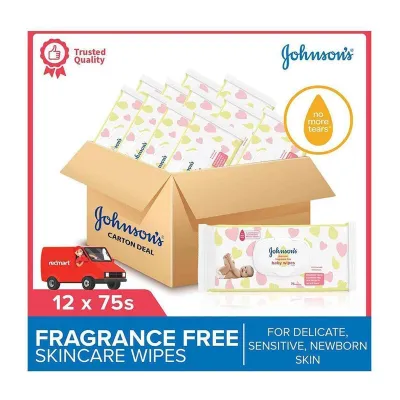 Johnsons Baby Skincare Fragrance Free Wipes - Bundle of 12