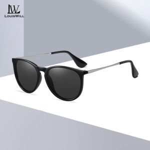 LouisWill แว่นตากันแดดโพลาไรซ์ใส่ได้ทั้งชายและหญิงแว่นกันแดดกรอบทรงกลมแฟชั่น UV400เลนส์ใสแว่นตาสำหรับใส่ปั่นจักรยานวิ่งตกปลาสำหรับผู้ชายและผู้หญิง