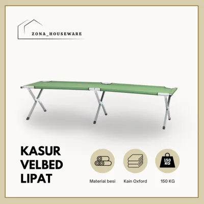 Kasur Tidur Velbed Lipat Portable Kaki Silang Hijau MultiFungsi Promo