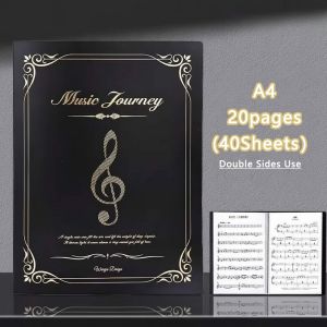 JAYQQ 1pc A4 Sheet Music Folder Anti-Glare Clear Pocket Music Score Storage Book Durable Treble Clef Design Piano Guitar Music Organizer Students