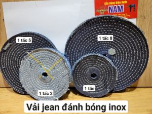 Bánh vải Jean đánh bóng inox lư đồng đủ size 100mm-180mm ( từ 1 tấc đến 1t8) loại may nhiều chắc chắn đánh bóng sạch bánh vài Jean đánh bóng inox Bánh vải jean - Phớt nỉ vải bò đánh bóng Cửa Hàng Nam