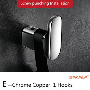 【Super low price】BAKALA Luxury Chrome Brass Wall Hook Coat Towel Black Hooks for Bathroom Gold Copper Kitchen Hook Copper Clothes Hook