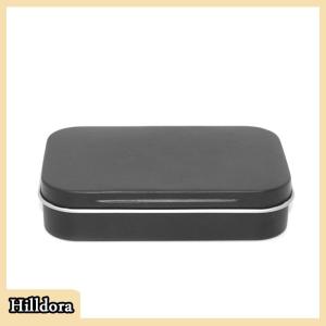 [Hilldora] Metal Rectangular Empty Mini Tin Box Tinplate Push Candy Cases Bins Jar Hinged Containers Small Organizer Storage Box