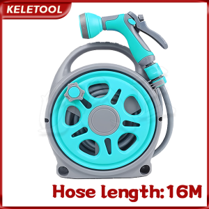 Garden Water Hose Reel 16m with Holder Set Gardening Accessories Spray Gun Nozzle for Gardening and Car Wash