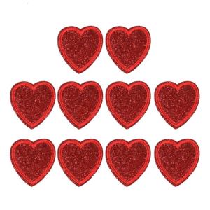 Heart Sewing Patches Elegant Heart Red Sequined for Decoration Sequins Appliques Sew on Dress