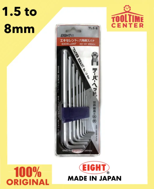 8pc. Eight Extra Heavy Duty Long Arm Taper Head Hex Allen