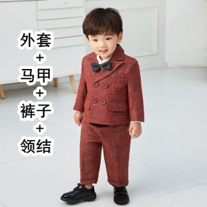 3PCS ชุดชุดสูทสำหรับเด็ก2025ชุดงานแต่ง Pageboy ของอังกฤษเสื้อเบลเซอร์สำหรับเด็กเปียโนจัดงานเย็นทางการ